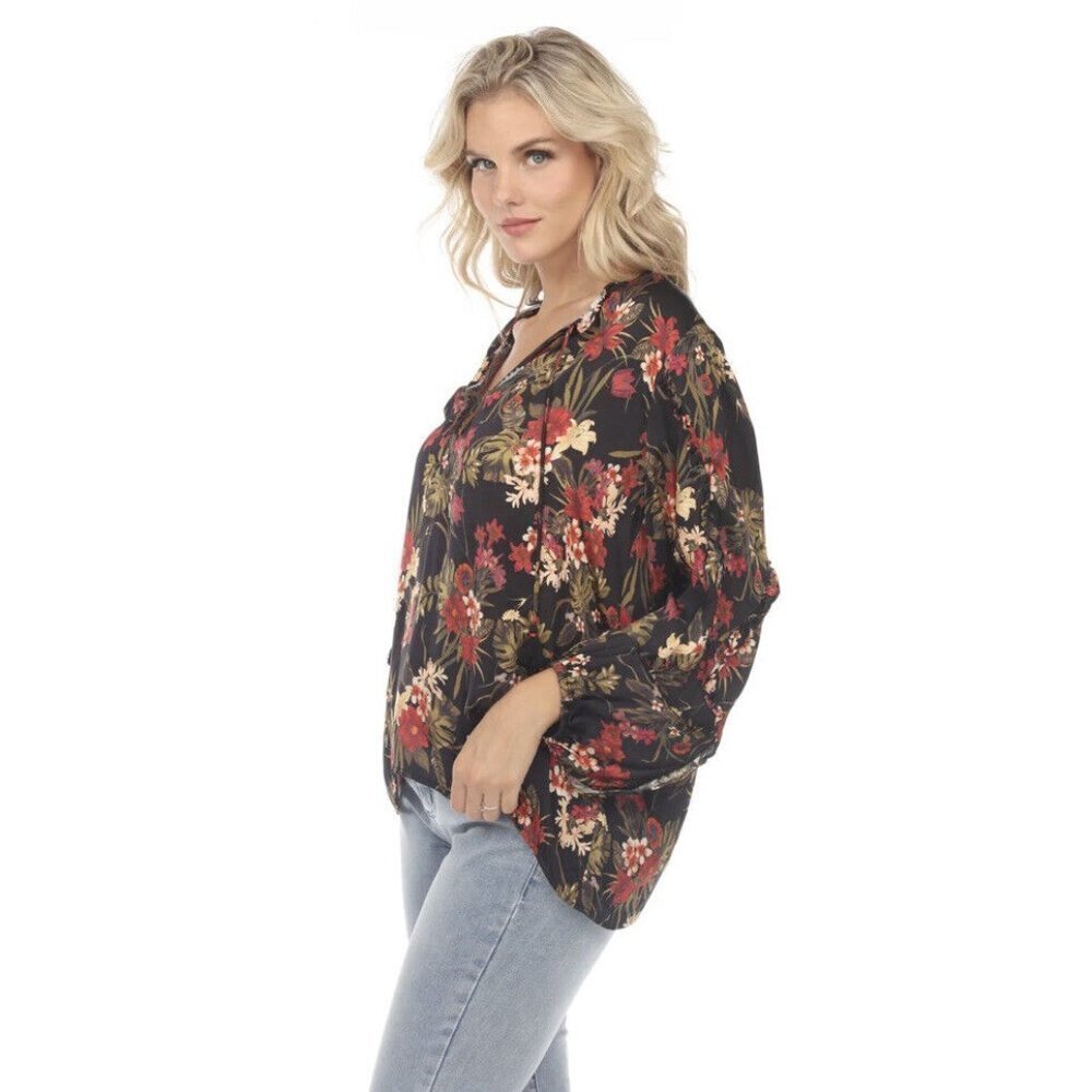 Johnny Was Workshop Ruffle Detail Floral Long Sleeve Blouse Chic size L - Picture 3 of 7